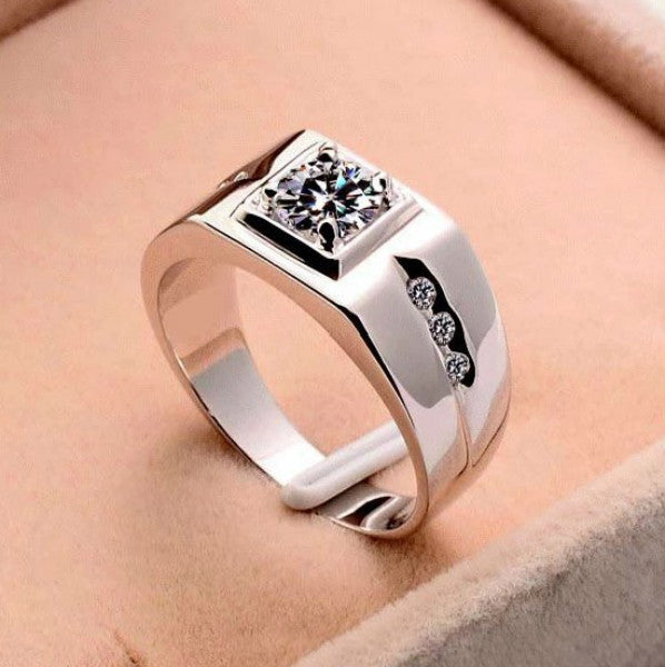 Men's Ornament Alloy Sier-plated Diamond Domineering Hipster Rings