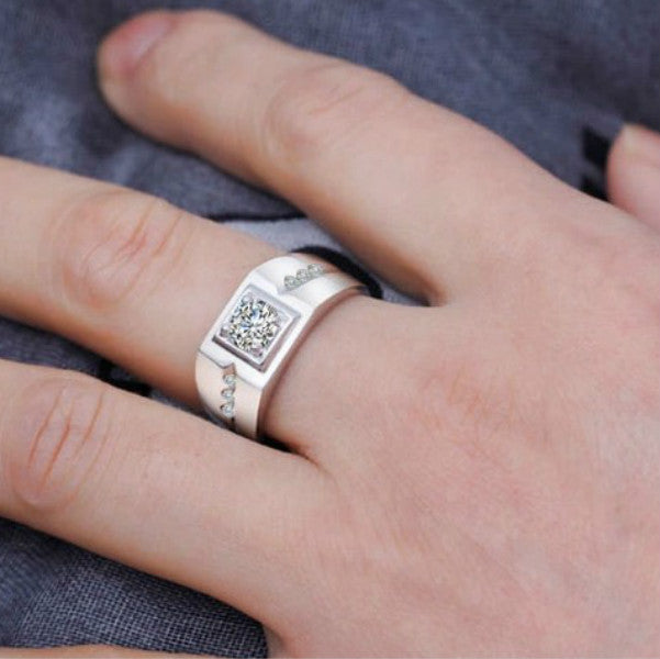 Men's Ornament Alloy Sier-plated Diamond Domineering Hipster Rings