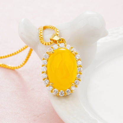 Placer Gold Imitation Malay Jade Gemstone Pendants