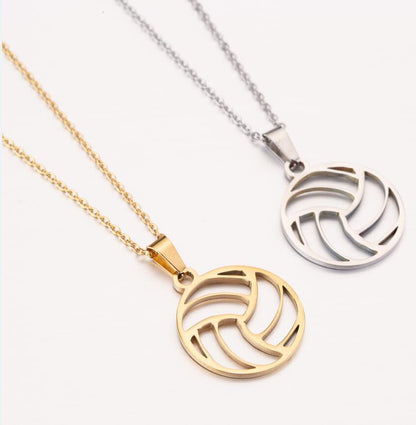 Sports Accessories Simple Volleyball Stainless Steel Necklaces