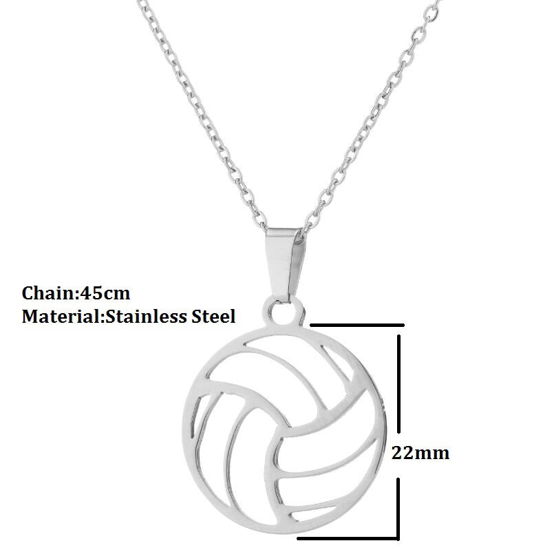 Sports Accessories Simple Volleyball Stainless Steel Necklaces