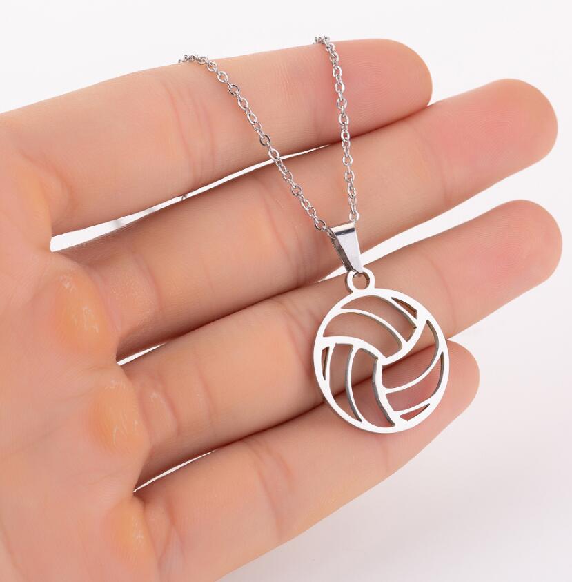 Sports Accessories Simple Volleyball Stainless Steel Necklaces