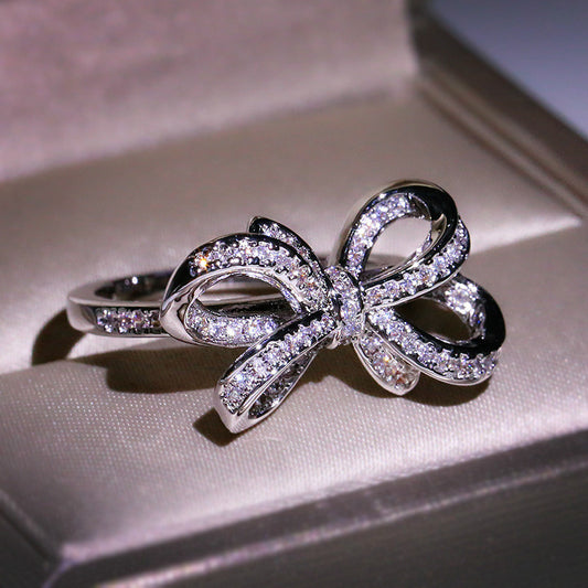 Simulation Full Diamond Bow Luxury Engagement Rings