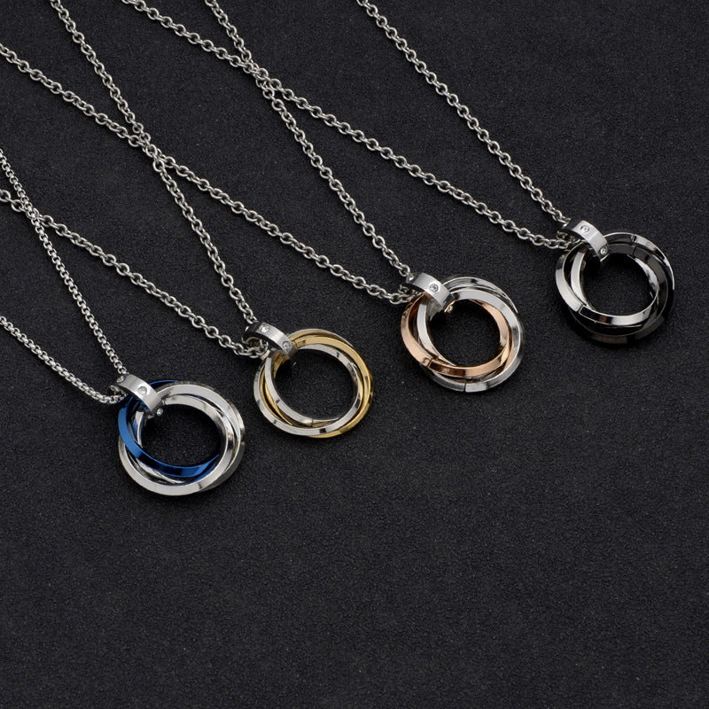 Men's Three-ring Titanium Steel Buckle Iii Trendy Pendants