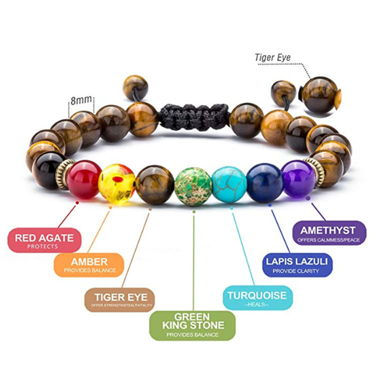 Summer Tiger Eye Woven Yoga Wheel Bracelets