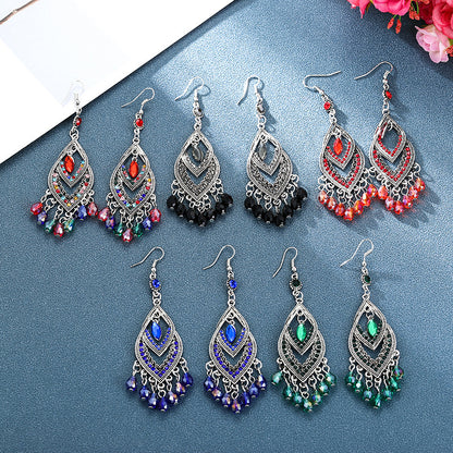 Long Retro Style Alloy Water Drop Earrings