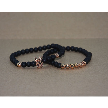 Black Frosted Copper Bead Micro Inlaid Zircon Bracelets