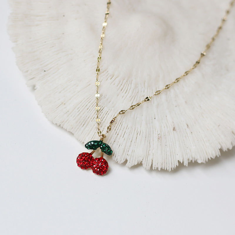 Cherry Fruit Summer Starlight Clavicle Chain Earrings