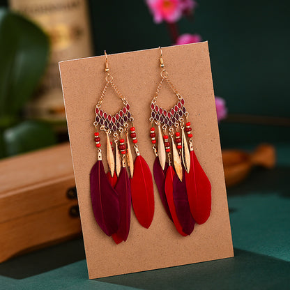 Type Personalized Long Feather Your Daisy Earrings