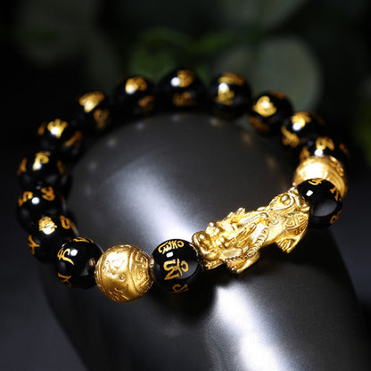 Women's & Men's Copper Obsidian Pi Beaded String Beads Bracelets