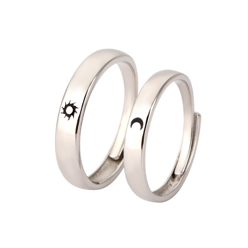 Women's & Men's Moon Love Couple Simple Open Star Rings