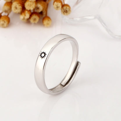 Women's & Men's Moon Love Couple Simple Open Star Rings