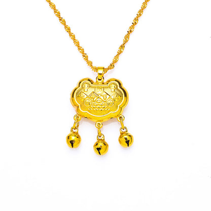 Women's Plus Longevity Lock Flower Brass Gold Plated Necklaces