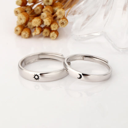 Women's & Men's Moon Love Couple Simple Open Star Rings