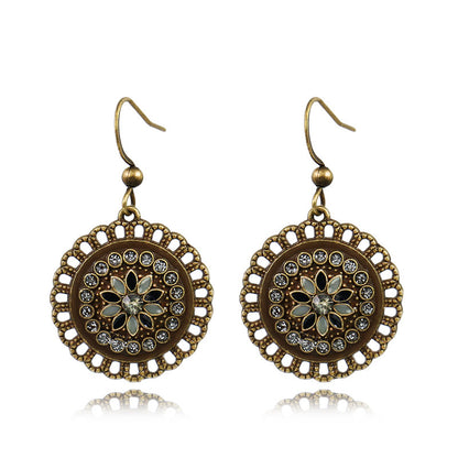 Women's Small Dripping Oil Diamond Hollow Flower Earrings