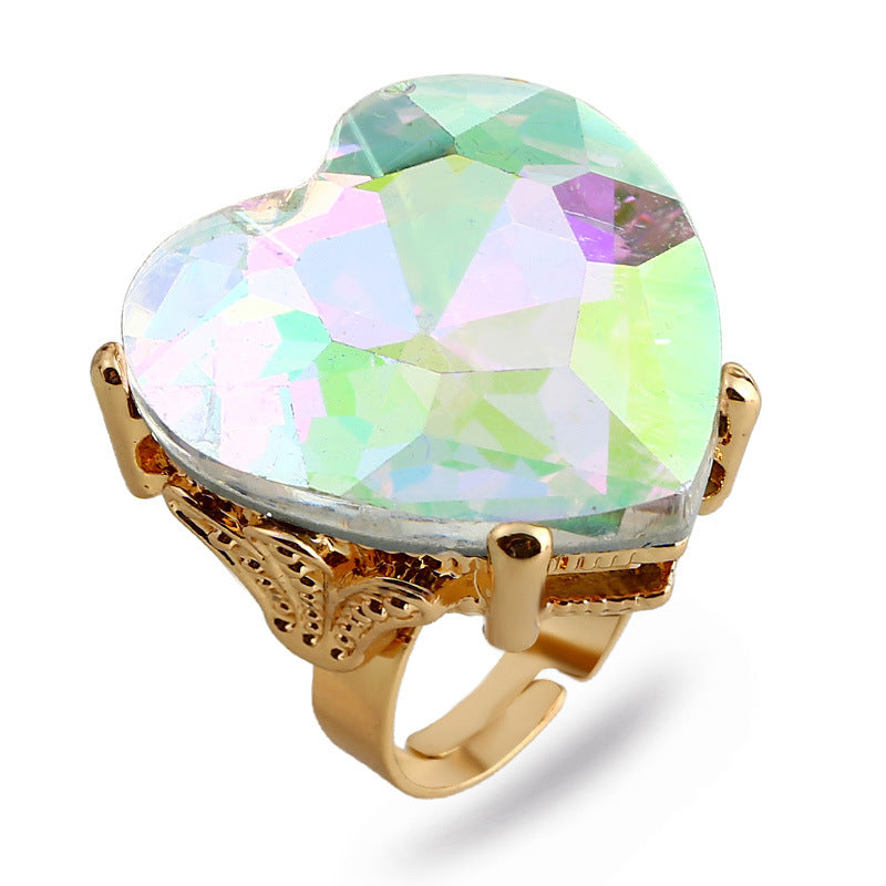 Popular Jewelry Fashion Round Gem Index Rings