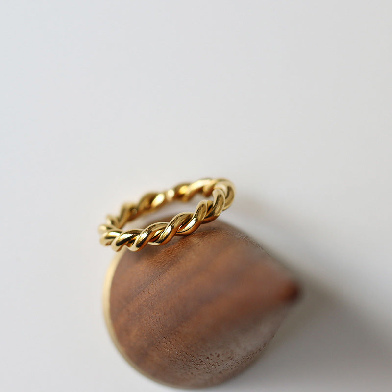 Simple Retro Heavy Twist Bends Hitches Titanium Steel Rings