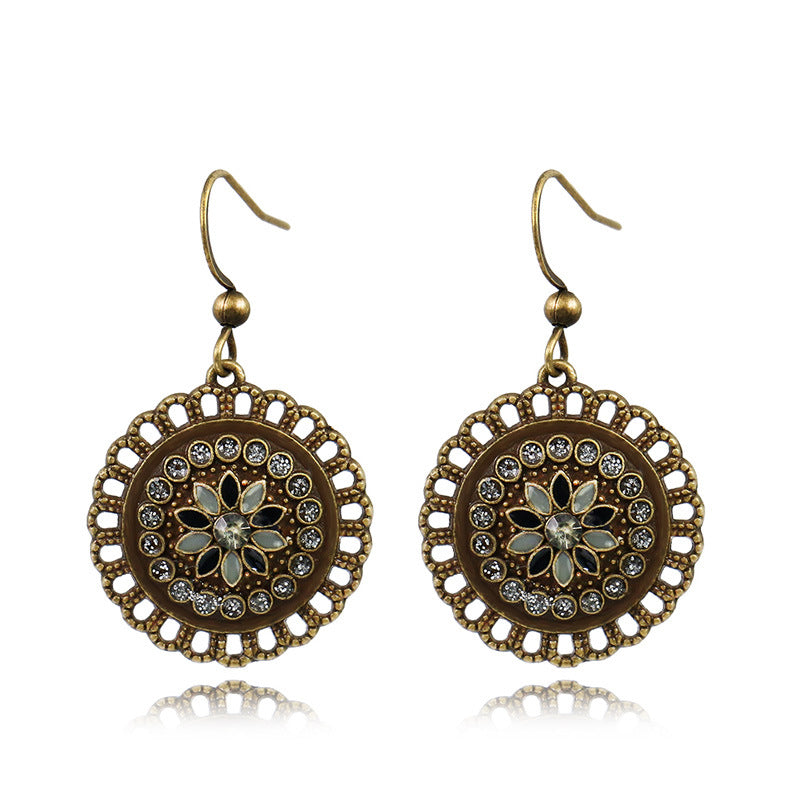 Women's Small Dripping Oil Diamond Hollow Flower Earrings