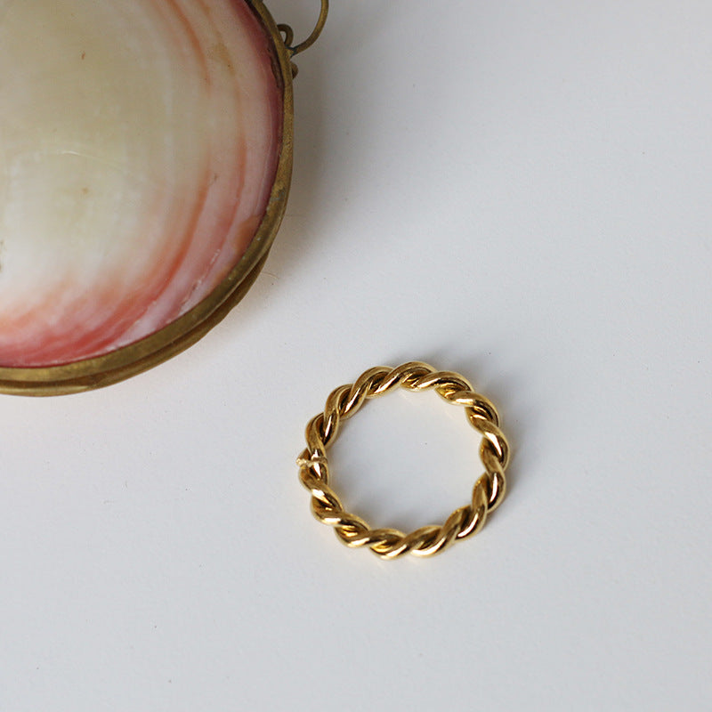 Simple Retro Heavy Twist Bends Hitches Titanium Steel Rings