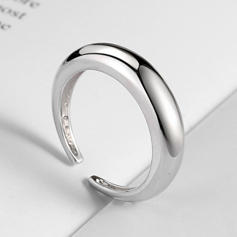 Sier Minimalist Glossy Single Female Personality Simple Rings