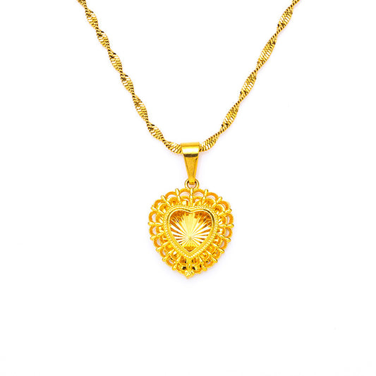 Women's Plus Longevity Lock Flower Brass Gold Plated Necklaces