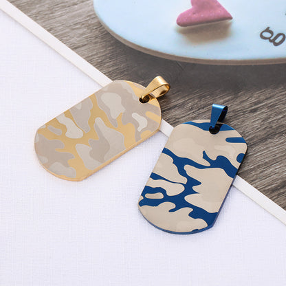 Men's Engraving Camouflage Pattern Stainless Steel Dog Tag Pendants