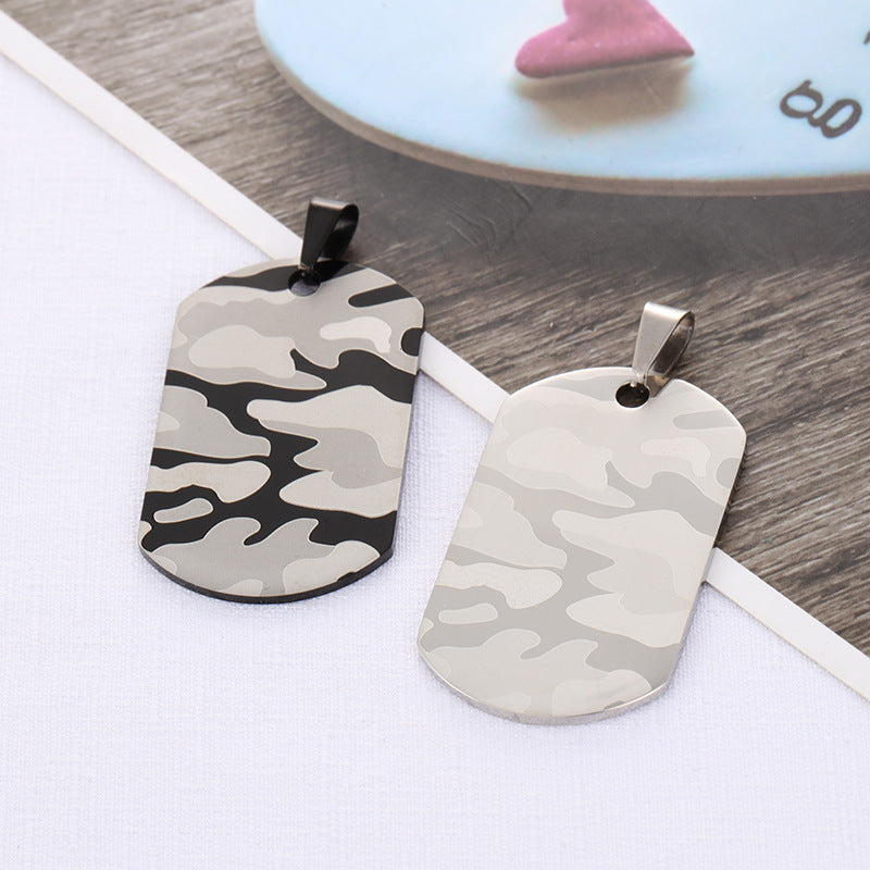 Men's Engraving Camouflage Pattern Stainless Steel Dog Tag Pendants