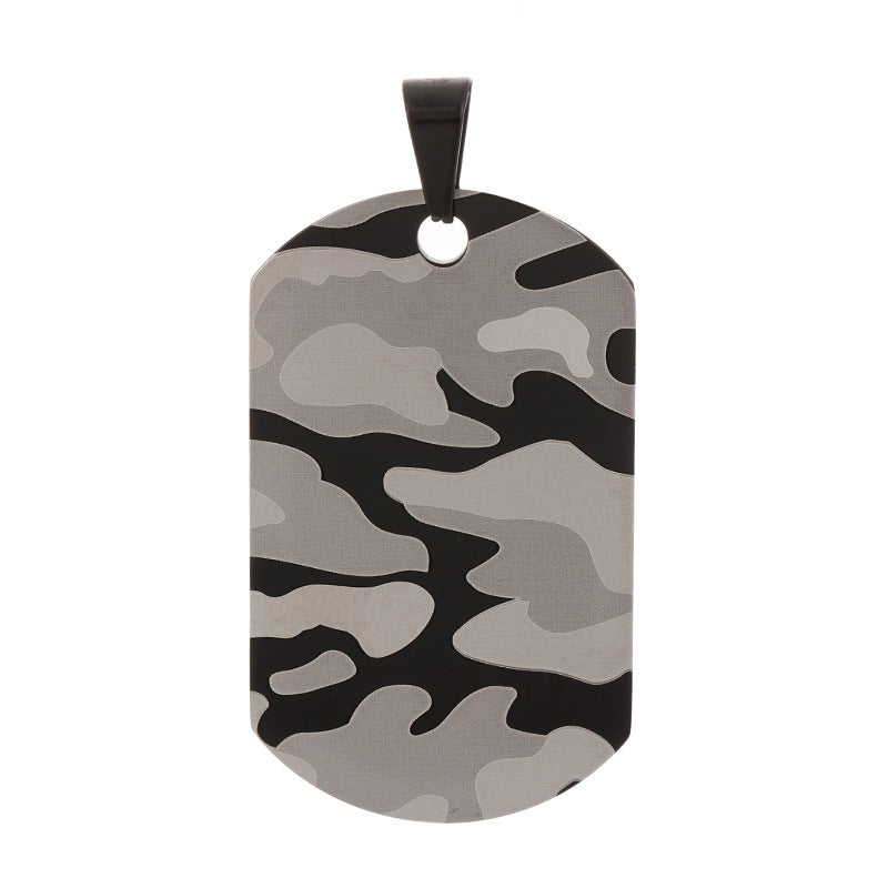 Men's Engraving Camouflage Pattern Stainless Steel Dog Tag Pendants