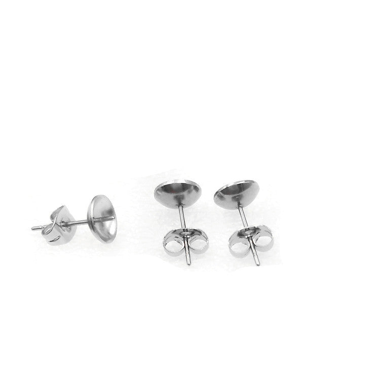 Steel Pearl Holder Auricular Needle Cross Earrings