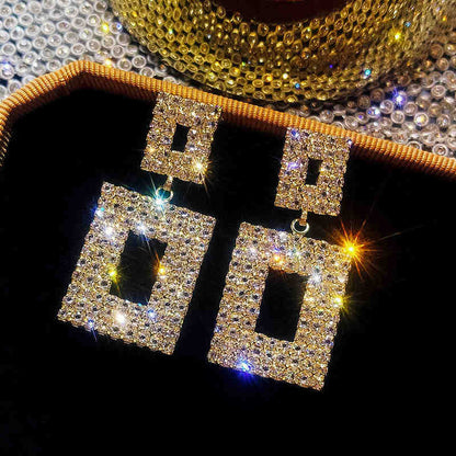 Shiny Geometric Rhinestone Exaggerated Versatile Accessories Earrings