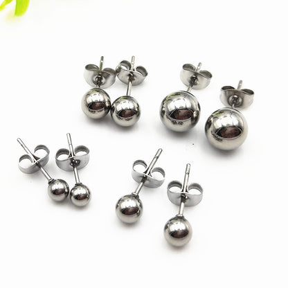 Stainless Steel Round Beads Auricular Needle Earrings