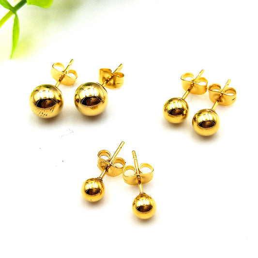 Stainless Steel Round Beads Auricular Needle Earrings