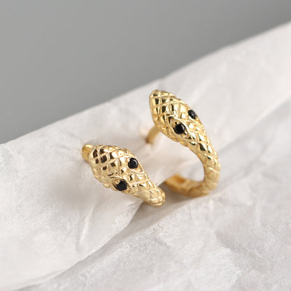 Luxury Snake-shaped Ear Clip Sterling Sier Trendy Rings