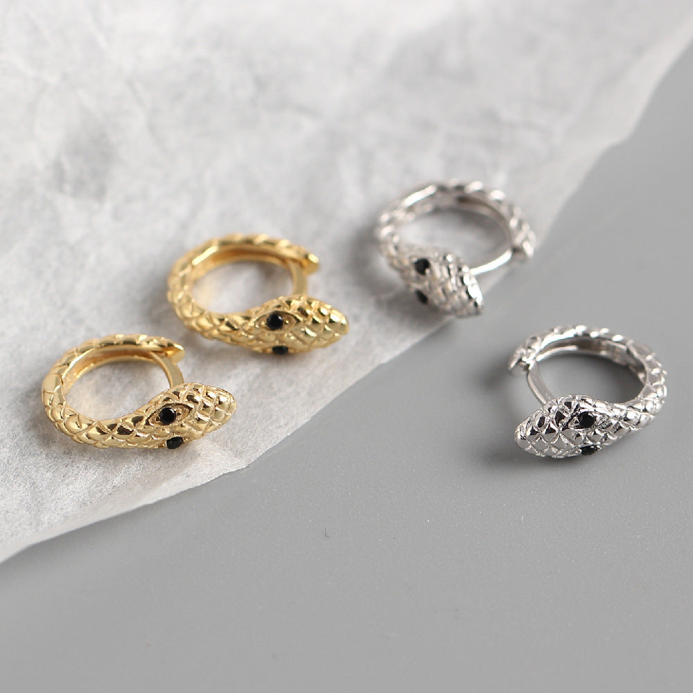 Luxury Snake-shaped Ear Clip Sterling Sier Trendy Rings