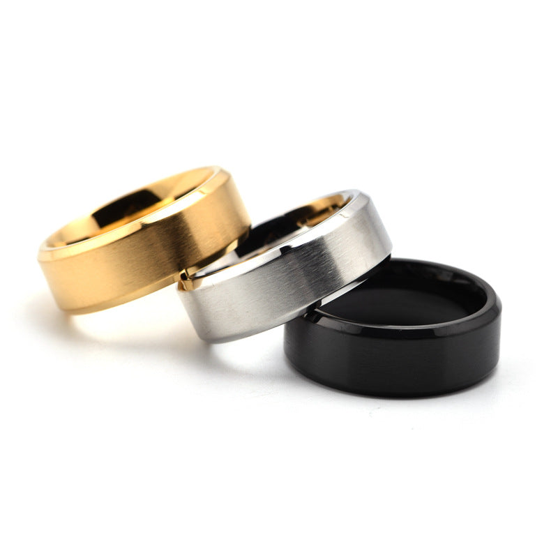 Men's Unique Titanium Steel Matte Ornament Rings