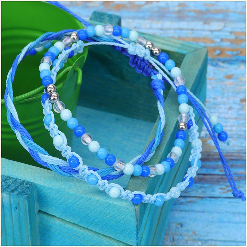 Beads Waterproof Wax Line Woven Three-piece Bracelets