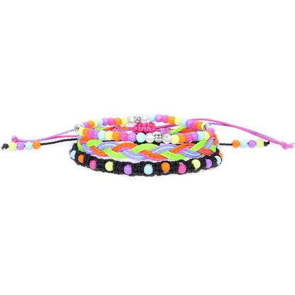 Beads Waterproof Wax Line Woven Three-piece Bracelets