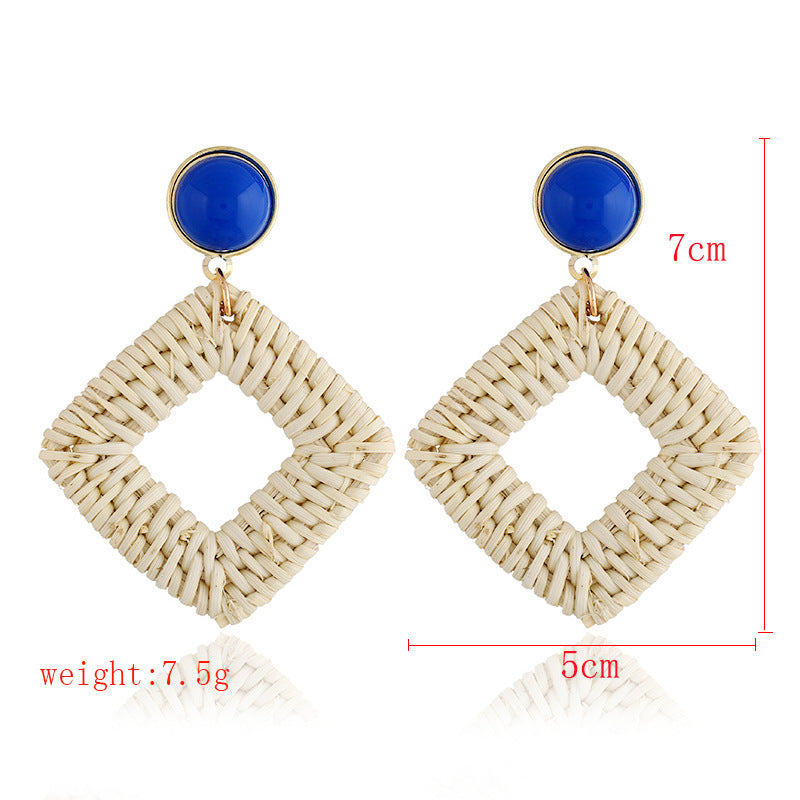 Glamorous Tassel Suit Bohemian Wood Rattan Earrings