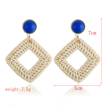 Glamorous Tassel Suit Bohemian Wood Rattan Earrings