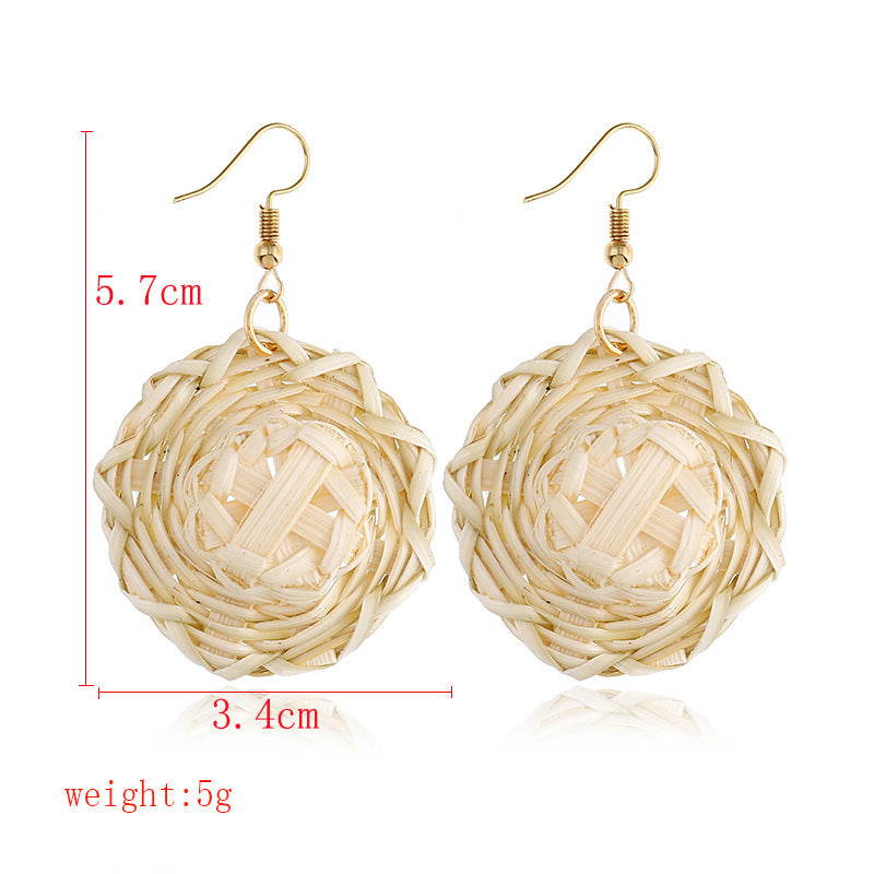 Glamorous Tassel Suit Bohemian Wood Rattan Earrings