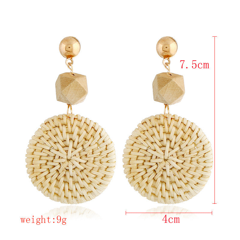 Glamorous Tassel Suit Bohemian Wood Rattan Earrings