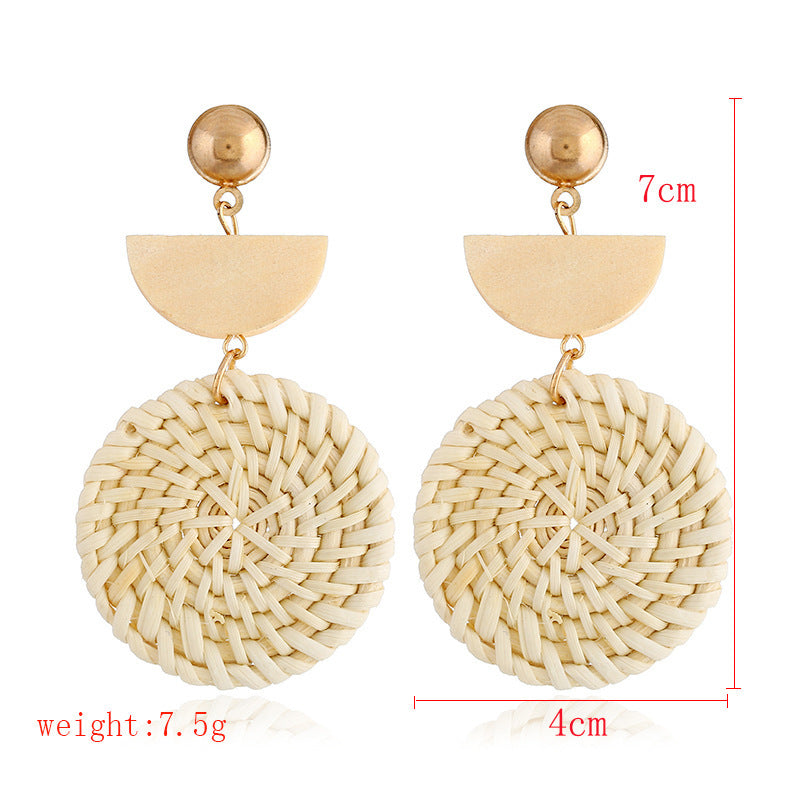 Glamorous Tassel Suit Bohemian Wood Rattan Earrings