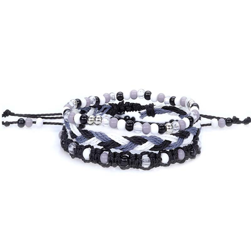 Beads Waterproof Wax Line Woven Three-piece Bracelets