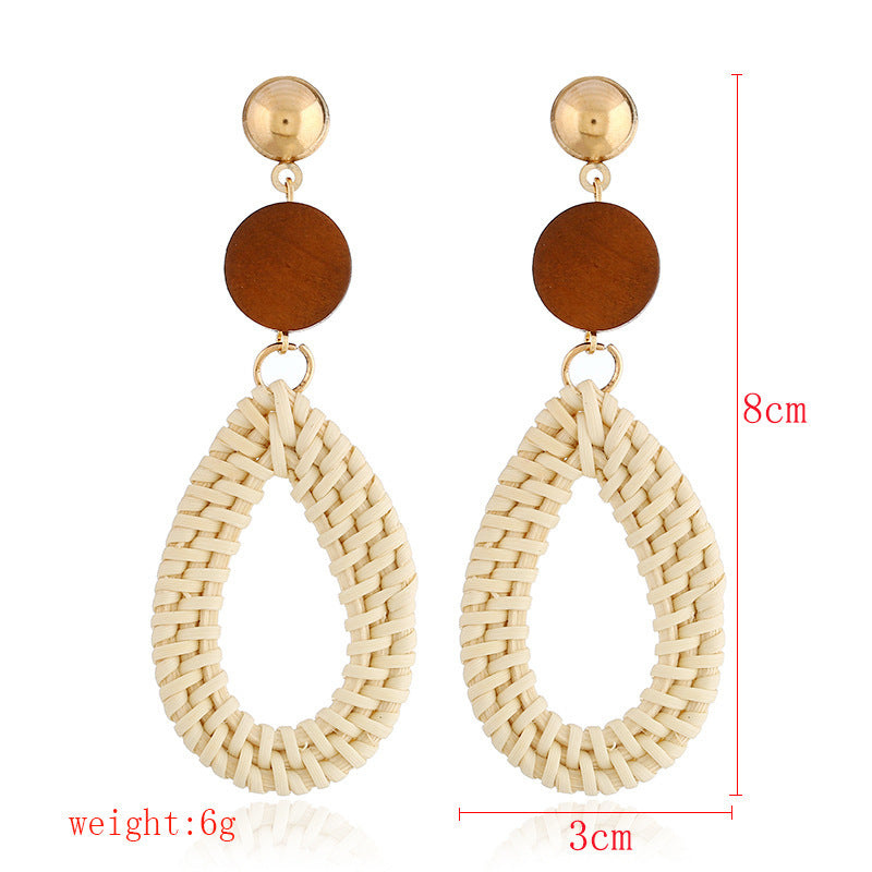 Glamorous Tassel Suit Bohemian Wood Rattan Earrings