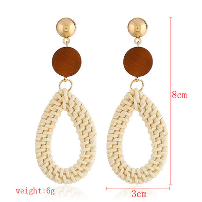 Glamorous Tassel Suit Bohemian Wood Rattan Earrings