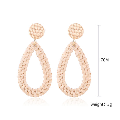 Glamorous Tassel Suit Bohemian Wood Rattan Earrings