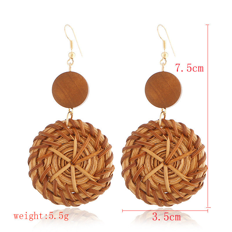 Glamorous Tassel Suit Bohemian Wood Rattan Earrings