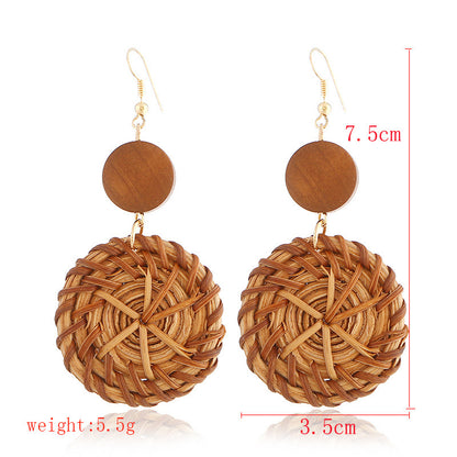 Glamorous Tassel Suit Bohemian Wood Rattan Earrings