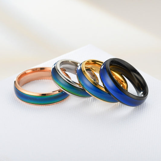 Mood Temperature Change Wide Couple Control Color Female Gift Rings