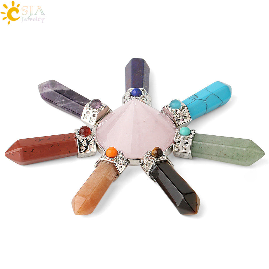 Jewelry Colorful Crystal Stone Natural Conical Pendants